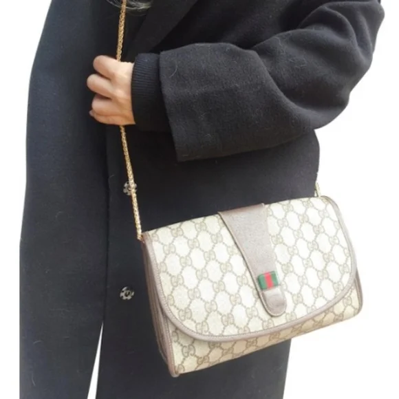 Authentic Vintage Gucci GG Monogram Supreme Sherry Web Ophidia Clutch Crossbody - Picture 2 of 12